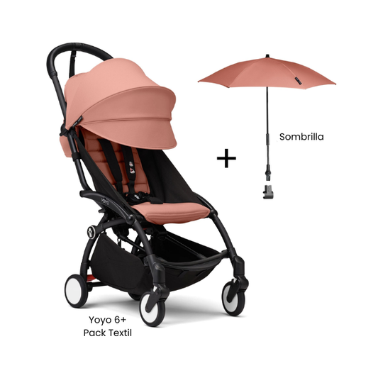 Estructura Coche Yoyo 3 Negro + Cobertura Babyzen 6+ + Sombrilla | Rosa Ginger - Yoyo