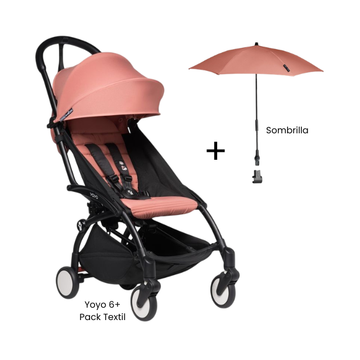 Estructura de Coche Yoyo 2 Negro + Cobertura Babyzen 6+ + Sombrilla | Rosa Ginger - Yoyo