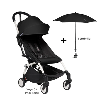 Estructura de Coche Yoyo 2 Blanco + Cobertura Babyzen 6+ + Sombrilla | Negro - Yoyo