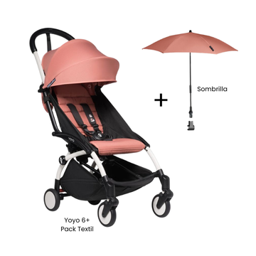 Estructura de Coche Yoyo 2 Blanco + Cobertura Babyzen 6+ + Sombrilla | Rosa Ginger - Yoyo