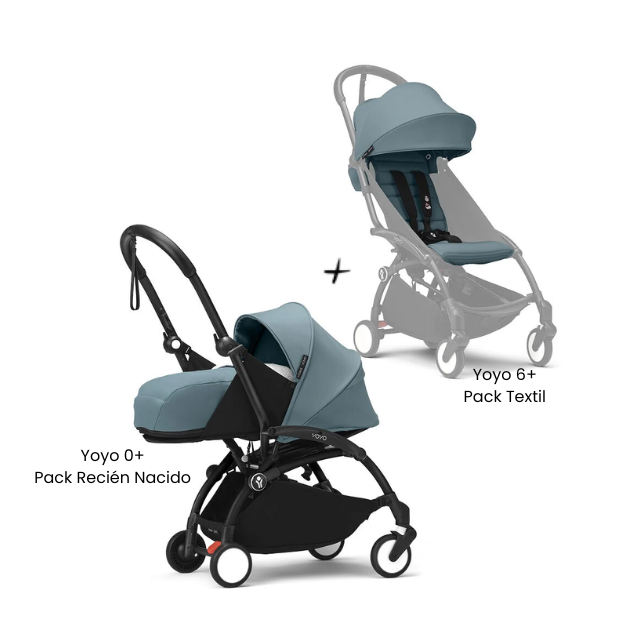 Estructura de Coche Yoyo 2 Negro + Cobertura Babyzen 6+ | Aqua - Yoyo