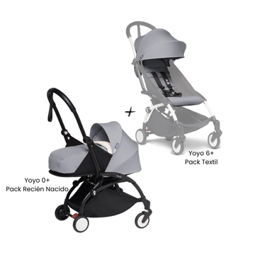 Estructura de Coche Yoyo 2 Negro + Cobertura Babyzen 6+ | Gris Piedra - Yoyo