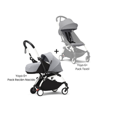 Estructura Coche Yoyo 3 Blanco + Pack Recién Nacido 0+ + Cobertura Babyzen 6+ | Gris Piedra - Yoyo