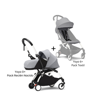 Estructura de Coche Yoyo 2 Blanco + Cobertura Babyzen 6+ | Gris Piedra - Yoyo
