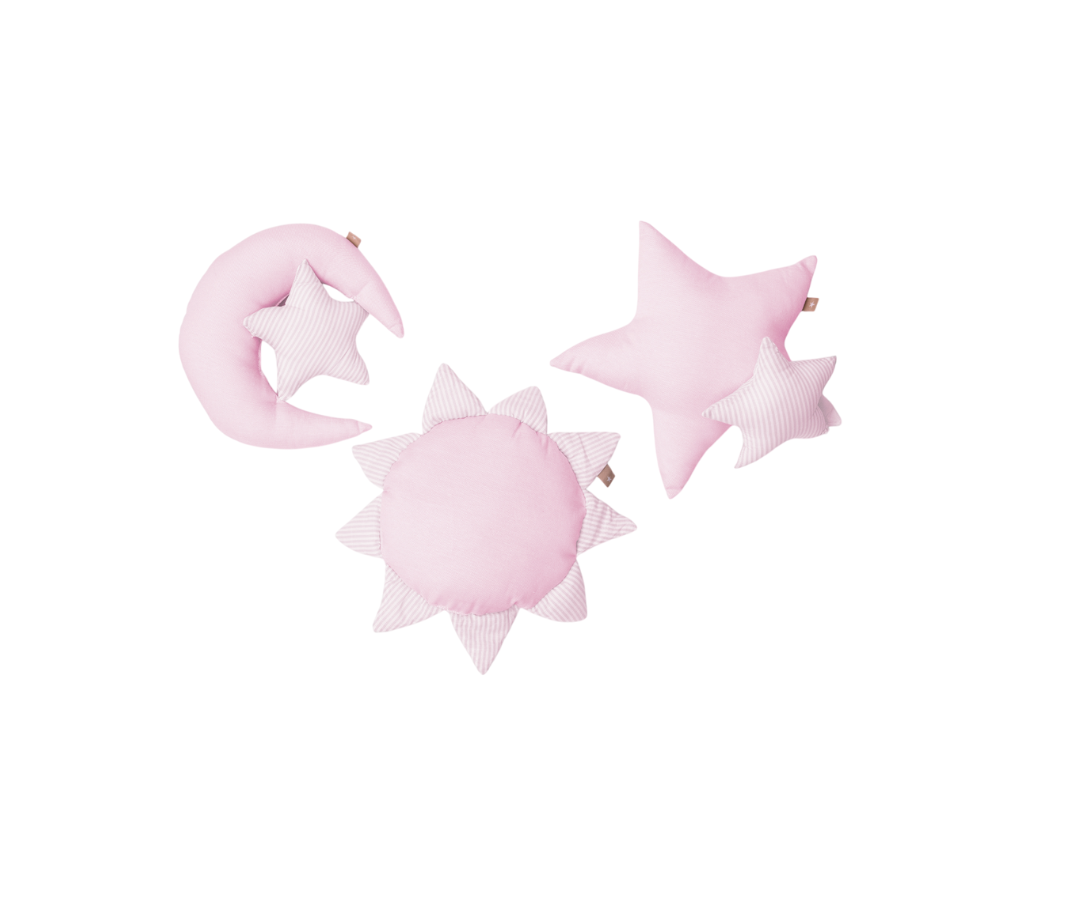 Cojines  3 PZ. Estrella - Sol Y Luna | Rosado B4 Baby