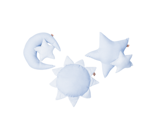 Cojines  3 PZ. Estrella - Sol Y Luna | Celeste B4 Baby