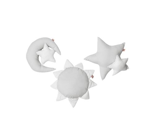 Cojines  3 PZ. Estrella - Sol Y Luna |  Gris B4 Baby