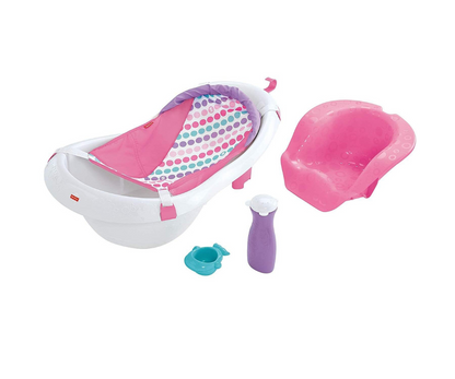 Bañera 4 EN 1 Rosada Con Malla  Y Asiento  Fisher Price
