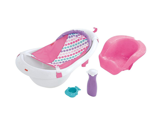 Bañera 4 EN 1 Rosada Con Malla  Y Asiento  Fisher Price