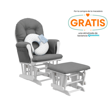 Mecedora Ottoman white-Gray + Almohada de Lactancia "Regalo" | Celeste - Monchitos