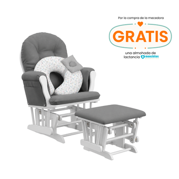 Mecedora Ottoman white-Gray + Almohada de Lactancia "Regalo" | Gris - Monchitos