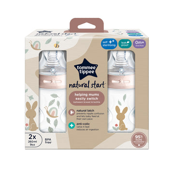 Biberon Natural Start 9Oz Niña X 2 Polipropileno Tommee Tippee