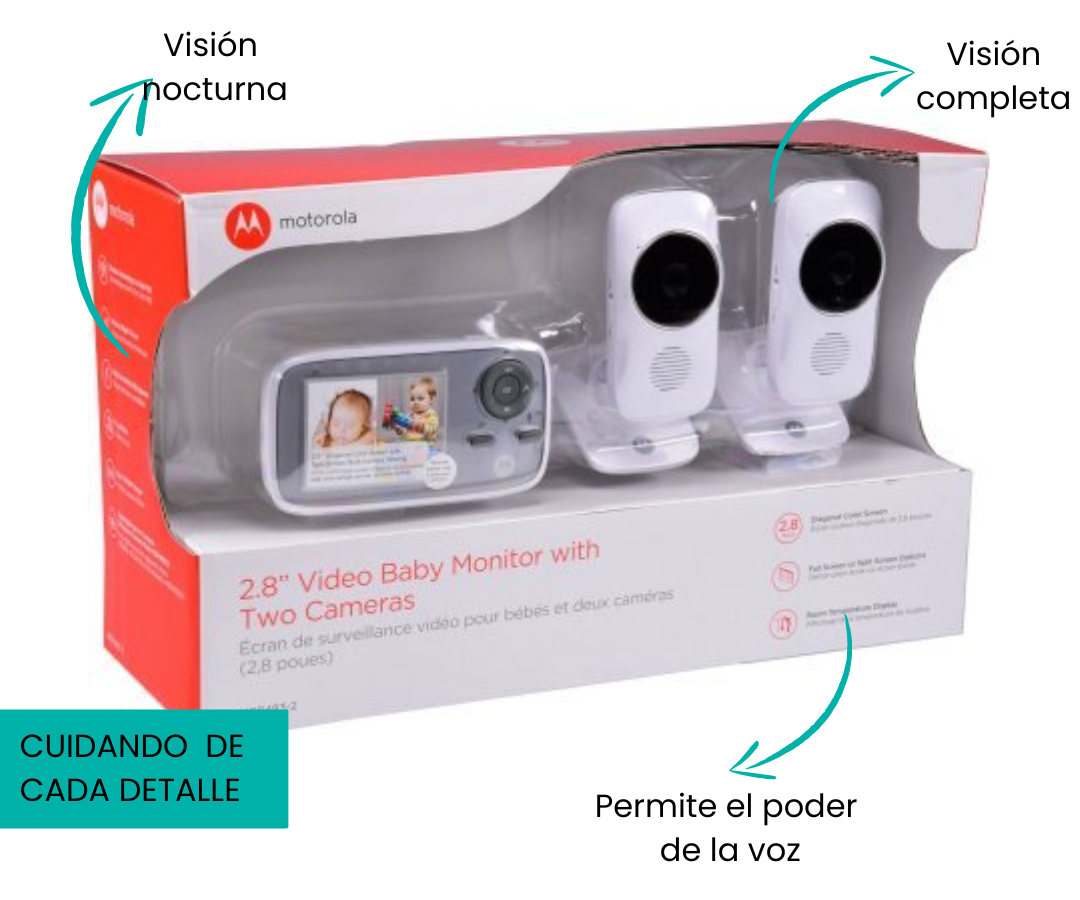 Monitor de bebé, pantalla dividida de 5 pulgadas, monitor de video para  bebés con 2 cámaras y audio, visión nocturna, conversación bidireccional