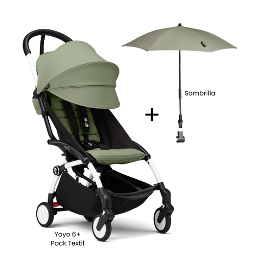 Estructura Coche Yoyo 3 Blanco + Cobertura Babyzen 6+ + Sombrilla | Olivo - Yoyo