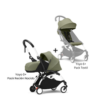 Estructura Coche Yoyo 3 Blanco + Pack Recién Nacido 0+ + Cobertura Babyzen 6+ | Olivo - Yoyo