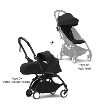 Estructura Coche Yoyo 3 Negro + Pack Recién Nacido 0+ + Cobertura Babyzen 6+ | Negro - Yoyo