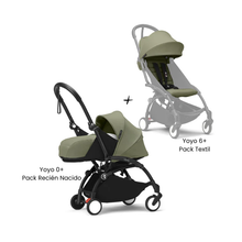 Estructura Coche Yoyo 3 Negro + Pack Recién Nacido 0+ + Cobertura Babyzen 6+ | Olivo - Yoyo