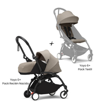 Estructura Coche Yoyo 3 Negro + Pack Recién Nacido 0+ + Cobertura Babyzen 6+ | Taupe - Yoyo