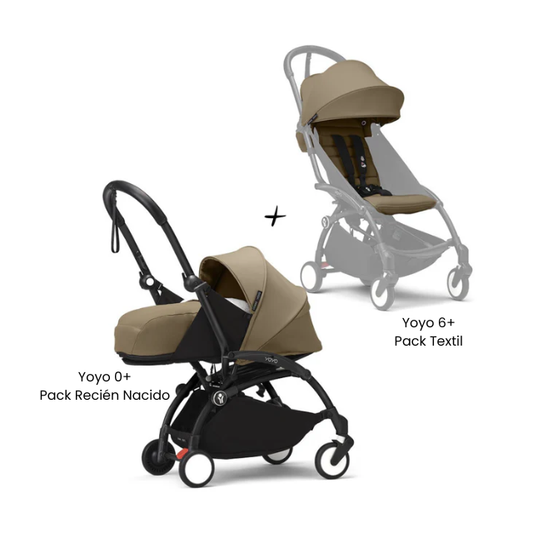 Estructura Coche Yoyo 3 Negro + Pack Recién Nacido 0+ + Cobertura Babyzen 6+ | Toffee - Yoyo