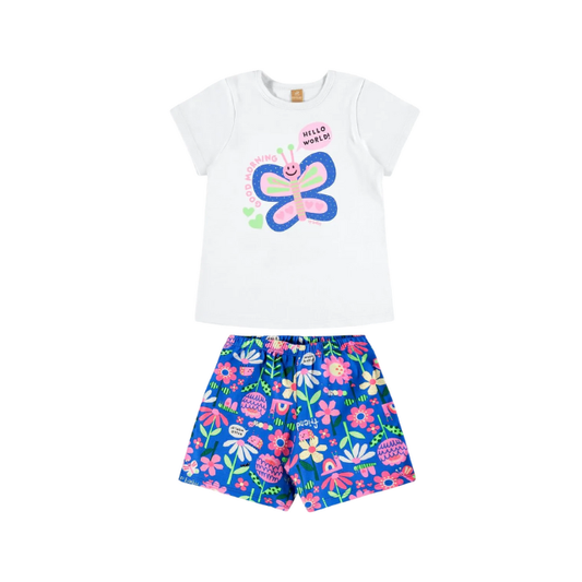 Pijama: Blusa + Shorts Niñas Blanco - Up Baby
