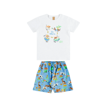 Pijama: Camiseta + Shorts Niños Blanco - Up Baby