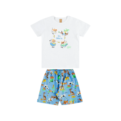 Pijama: Camiseta + Shorts Niños Blanco - Up Baby