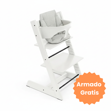 Combo Silla Tripp Trapp Y Baby Set | Blanco (Gratis Baby Cushion)