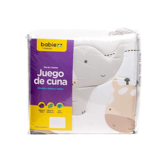 Set 3 Piezas Para Juego De Cama De Cuna | Jungla Neutral Leon & Jirafa - Belezza