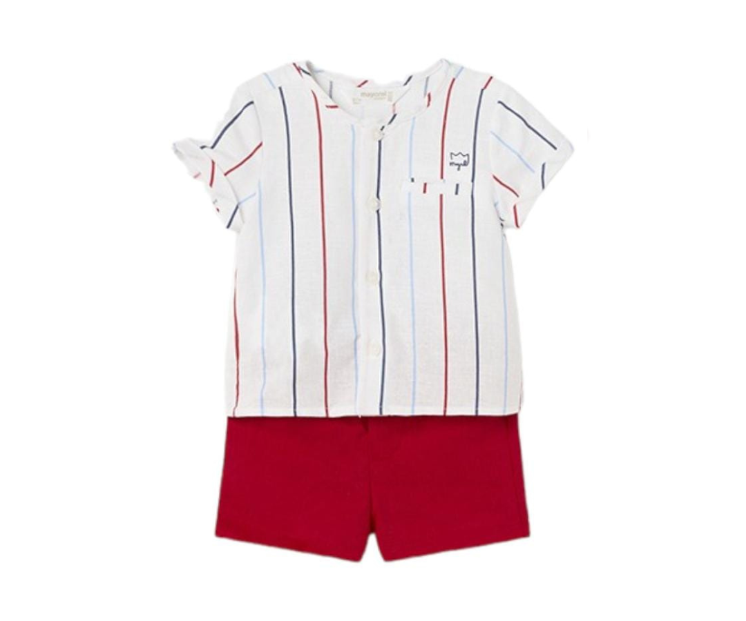 CONJ. PANTALON CORTO Y  CAMISA ROJO NIÑO MAYORAL