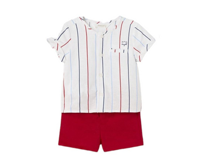 CONJ. PANTALON CORTO Y  CAMISA ROJO NIÑO MAYORAL