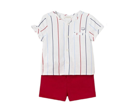 CONJ. PANTALON CORTO Y  CAMISA ROJO NIÑO MAYORAL