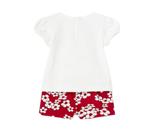 CONJ. BERMUDA Y POLO ROJO, BLANCO NIÑA MAYORAL