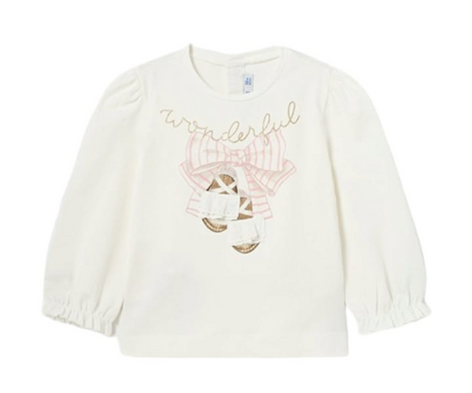 CAMISETA M/L CREMA NIÑA MAYORAL