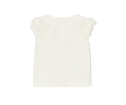 Camiseta M/C  Apliques Flor Crema Mayoral