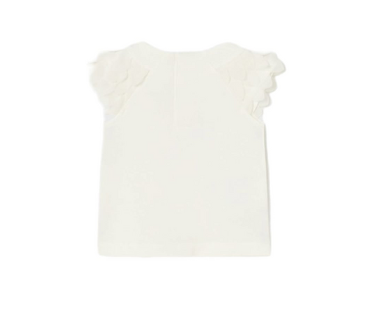 Camiseta M/C  Apliques Flor Crema Mayoral