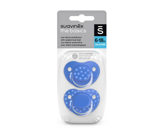 CHUPON BASICS TETI FISIO 6-18M X 2 AZUL SUAVINEX
