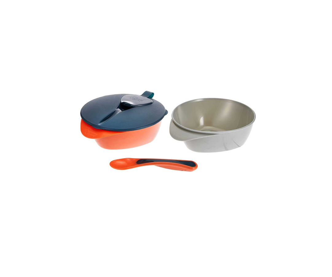 BOWL CON CUCHARA GRIS Y NARANJA TOMMEE TIPPEE