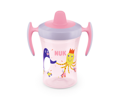VASO TRAINER CUP CON PICO 230ML PINGÜINO ROSADO NUK