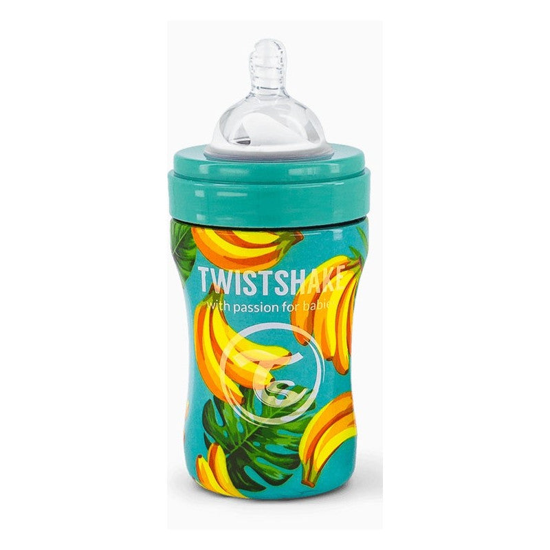 BIBERÓN DE ACERO INOXIDABLE 260ML BANANA CELESTE TWISTSHAKE