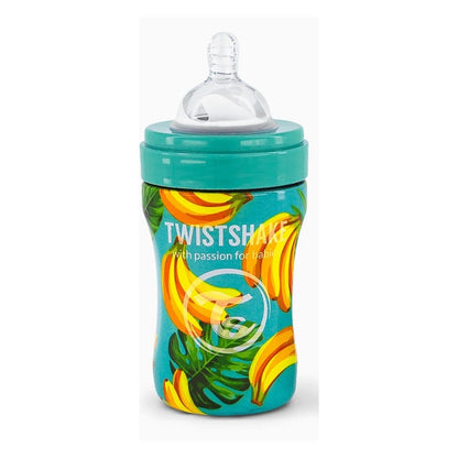 BIBERÓN DE ACERO INOXIDABLE 260ML BANANA CELESTE TWISTSHAKE