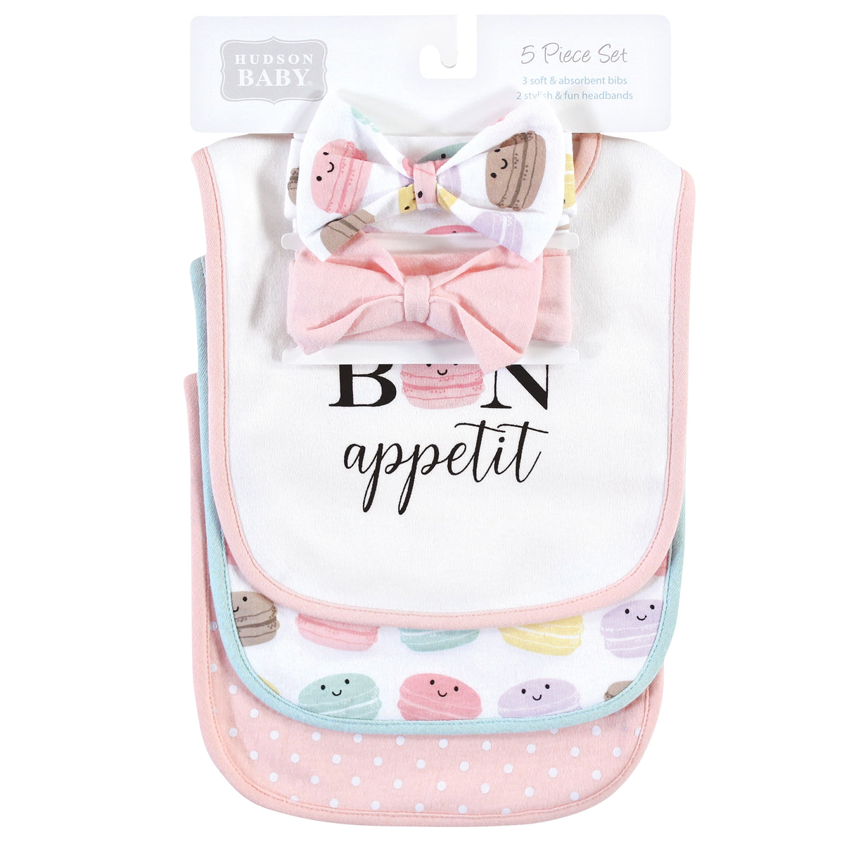 5PC BABERO NIÑA BABERO Y CINTILLO BON APPETIT HUDSON BABY