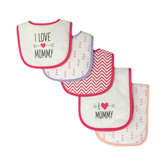 SET 5 PCS BABEROS Y TOALLITAS SACA GASES NIÑA