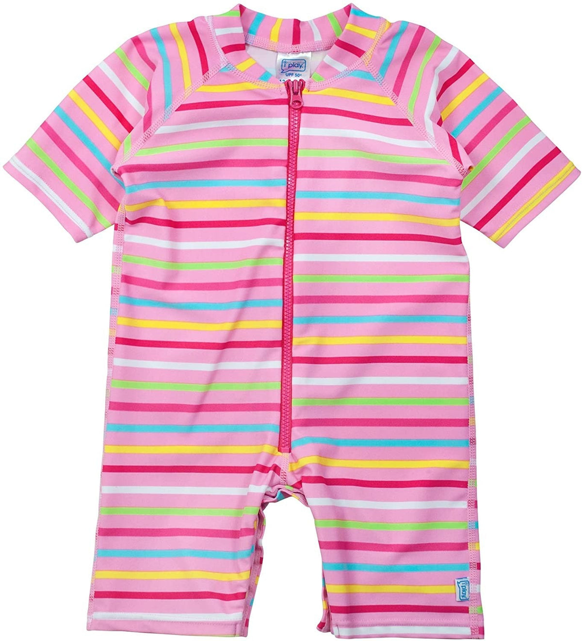ROPA DE BAÑO UNA PIEZA C/PROTECCION SOLAR LONGJOHN RAYAS ROSAS