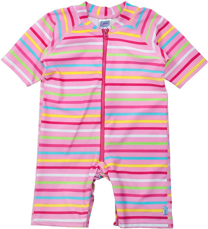 ROPA DE BAÑO UNA PIEZA C/PROTECCION SOLAR LONGJOHN RAYAS ROSAS