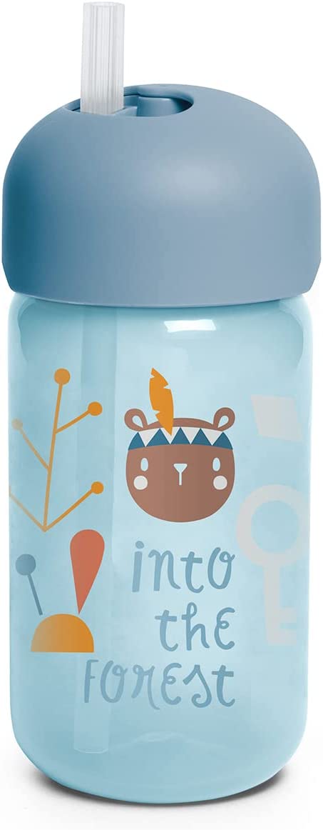 BOTELLA CON CAÑITA 11 OZ  FOREST AZUL