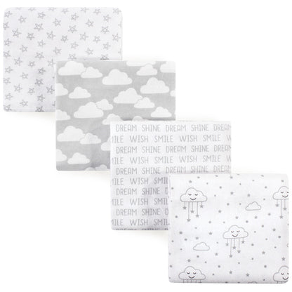 COBIJAS RECIBIDORA x4 NUBES GRISES GRIS BLANCO  HUDSON BABY