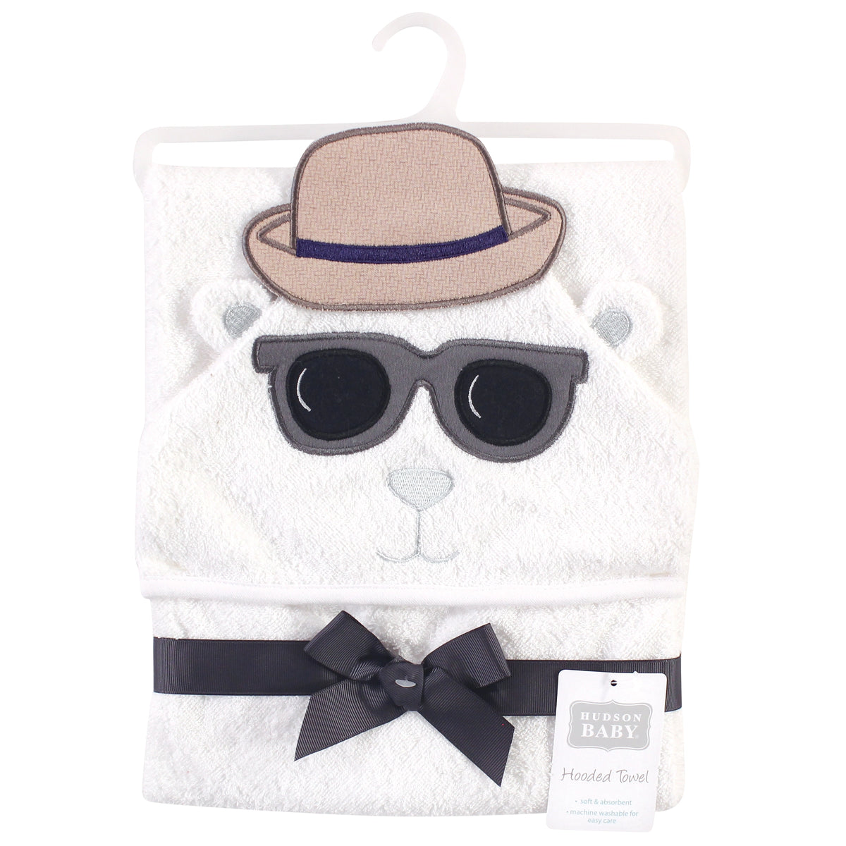 TOALLA CON CAPUCHA OSO POLAR BLANCA HUDSON BABY