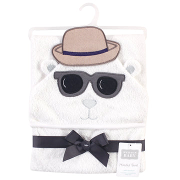TOALLA CON CAPUCHA OSO POLAR BLANCA HUDSON BABY