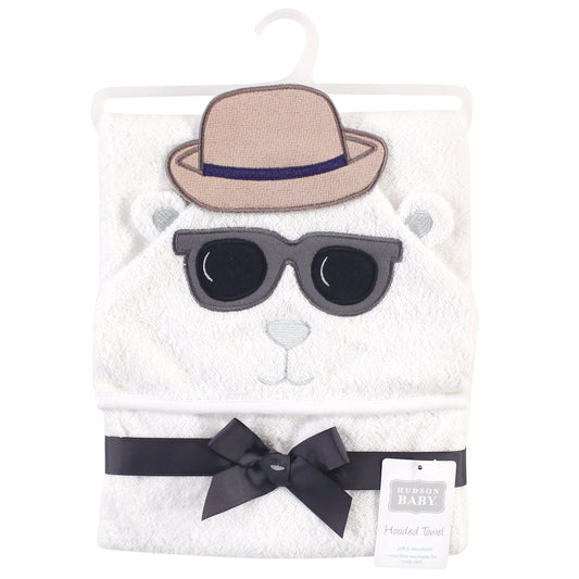 TOALLA CON CAPUCHA OSO POLAR BLANCA HUDSON BABY