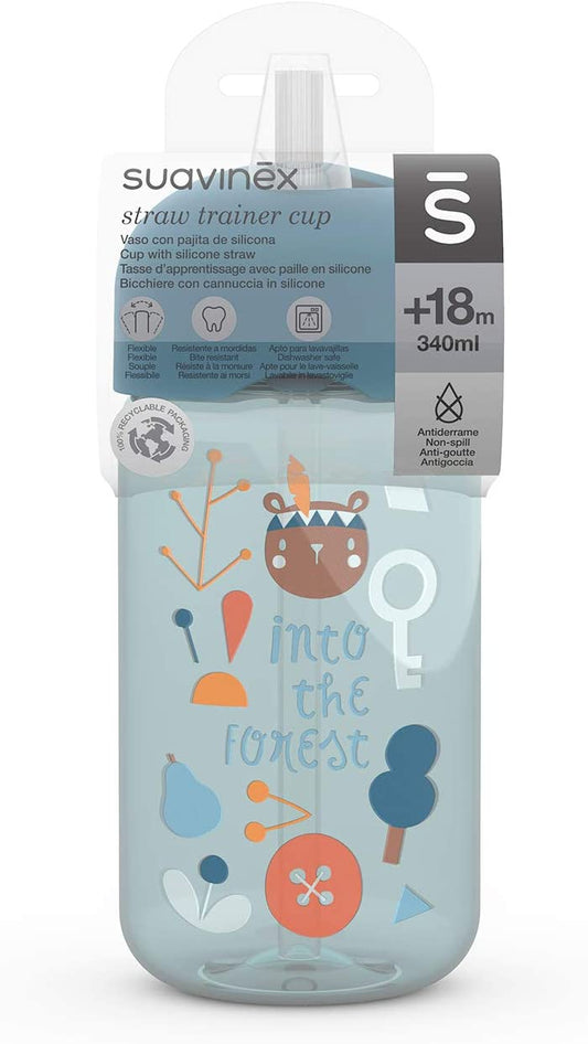 BOTELLA CON CAÑITA 11 OZ  FOREST AZUL